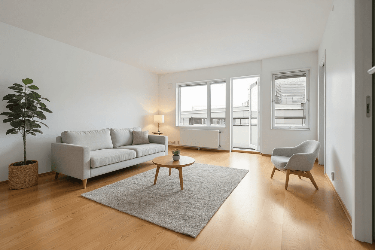 Living room [AI-generated Studio demo — replace with a real client pair when available]