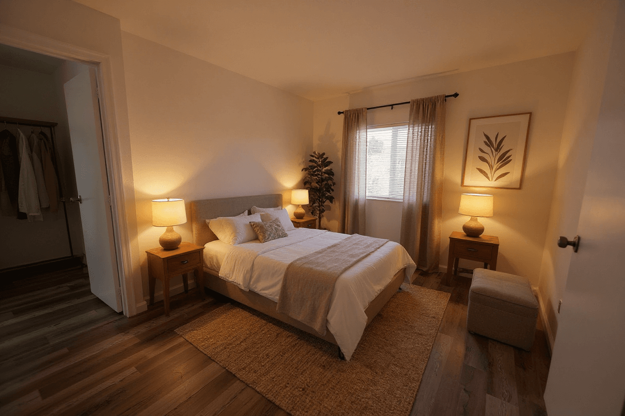 Bedroom [AI-generated Studio demo — replace with a real client pair when available]